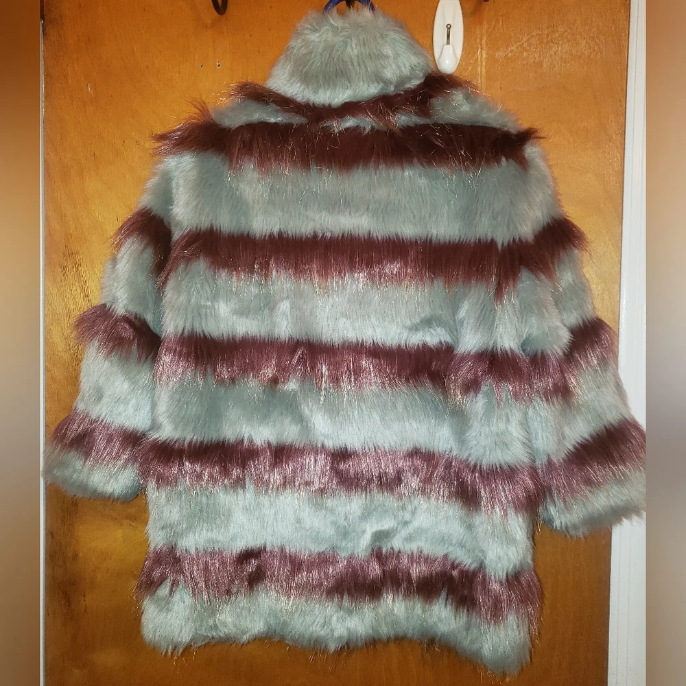 RARE Scotch R' Belle faux fur striped coat